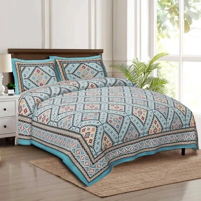 300 TC Indian Jaipuri Traditional Pure Cotton King Size Bed Sheet Set - Image 1 of 4