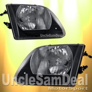 FOR FORD EXPEDITION F150 CLEAR LENS BLACK HOSUING HEADLIGHTS WITH BULBS PAIR - Bild 1 von 2