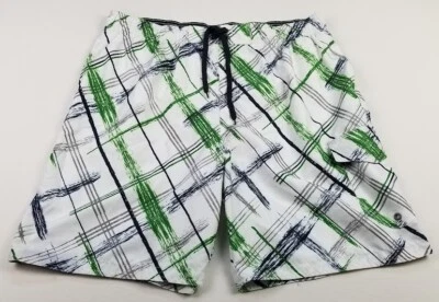 Sonoma Pantalones Cortos de Natación para Hombres 2XL Azul Verde Blanco Cordón Forrado Bolsillo Playa Foto 1 de 4