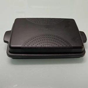 The Pampered Chef Schwarz Flach Rechteckig Mikrowelle Herd Speck Dampfgarer #1146 - Bild 1 von 5