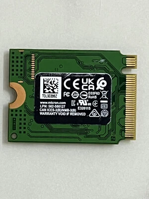 0GNT1W For Laptop Micron 2450 M.2 2230 256GB PCIe Gen4x4 NVMe SSD MTFDKBK256TFK - Image 1 of 2