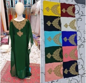 Wedding Long Gown Dress Maxi Party Moroccan New Stylish Kaftan Kids Georgette - Picture 1 of 3