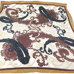 Vintage Triangle Brand 100% Silk Hand Rolled Edge Paisley Scarf Earth Tones - Picture 1 of 8