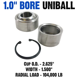 1" Bore Uniball Spherical Bearing Kit Chromoly Teflon Fabricate UTV Control Arms - Picture 1 of 8