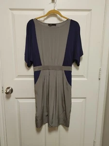 BCBGmaxazria Größe Small blau grau Color Block Iva Kurzarm Kleid Taschen - Bild 1 von 8