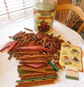 The Original Lincoln Logs Commemorative Edition All Wooden Pieces Approx 300 Pcs - Picture 1 of 6