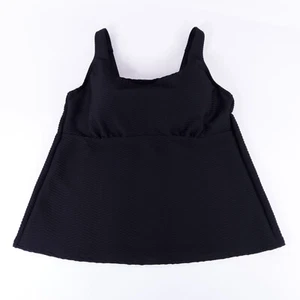New Lands' End Women's Plus DD-Cup Textured Square Neck Tankini Top 517482 Black - Picture 1 of 10