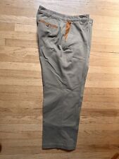 Orvis Men's Sz 38x30 (MEASURED) Khaki Hunt Cotton Twill Leather Trim Beige Pants