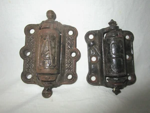 (2) Antique Victorian Cast Iron Spring Loaded Screen Door Hinge, AC & S marks - Picture 1 of 5