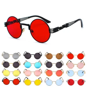 Steampunk Vintage Sunglasses Men Women Fashion Metal Retro Round Gothic Glasses - Picture 1 of 30