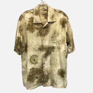 TOMMY BAHAMA 100% SILK Button Up Hawaiian Shirt Mens L Riverboat Blues C - Picture 1 of 5