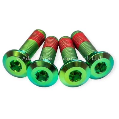 4x Kawasaki Z H2 Green Titanium Rear Disc Rotor Bolts Screws With Threadlock - Image 1 of 3