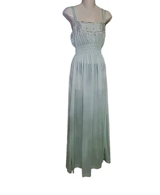 Camisón largo vintage Gilead verde menta bordado flores en encaje superior grande Foto 1 de 4