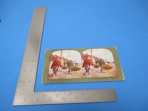 1905 Stereoview T.W.Ingersolle #143 Hühner auf den Markt in Dalny bringen - Bild 1 von 2