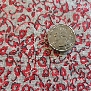 Vintage Cotton Fabric Feed Sack Red & Grey Flowers Leaves 30's 40's Feedsack - Picture 1 of 6