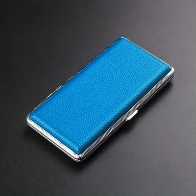 Estuche de cigarrillo de metal con soporte para 14 barras resistente duradero cubierta de cuero PU herramienta para fumar Foto 1 de 4
