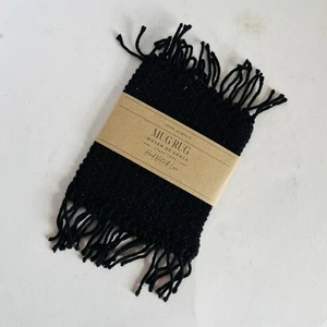 Single Oversized Hand Knit Boho Chic Mug Rugs Coaster Black - Picture 1 of 5
