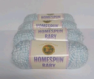 Lion Brand Yarn Homespun Baby POWDER BLUE Lot Of 4  93 yds (98% Acrylic 2% Poly) - Picture 1 of 5