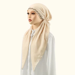Arab Women Rhinestone Hijab Hat Turban Long Tail Cancer Head Cover Cap Islamic - Picture 1 of 23