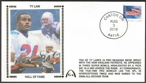 Timbro Ty Law non firmato Hall Of Fame HOF Gateway cachet New England Patriots - Foto 1 di 5