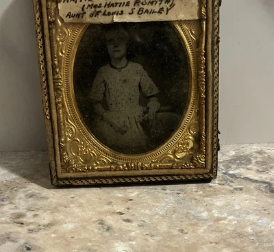 Antique Photo Ambrotype Identified 1800’s Portait Strange Arm & Hand Spooky OOAK - Image 1 of 4