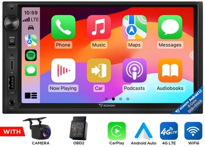 QLED 7" 6+64 Android 13 Car Stereo CarPlay Wireless DSP WiFi6 GPS Universal 2DIN - Image 1 of 4