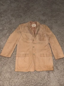 VTG Cresco Men’s Suede Leather 2 Button Sport Coat Jacket Size 42 - Picture 1 of 9