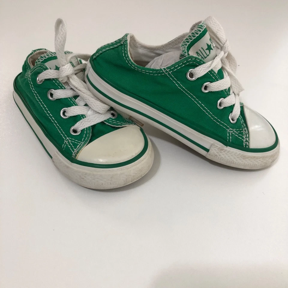 Zapatilla deportiva Converse All Star bebé niño pequeño caña baja infantil color verde talla 8 con cordones Foto 1 de 4