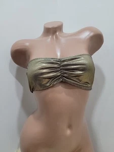 Vintage Gold Metallic Strapless Bandeau Era Large - Picture 1 of 6