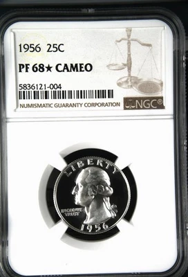 1956 Washington Quarter NGC PF68 STAR Cameo Brilliant White PR68 STAR Cameo - Image 1 of 2