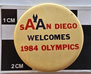 American Airlines Button SAN DIEGO WELCOMES 1984 OLYMPICS L.A. Olympic Games AA - Picture 1 of 3