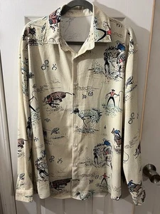 Markenlos Western Szene Knopfleiste Langarm Hemd Seide wie Cowboy Rodeo - Bild 1 von 1