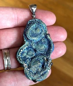 Starborn Sterling Silver 925 Blue Sparkle Stone Pendant - Picture 1 of 5
