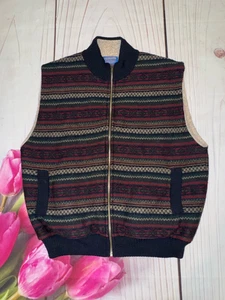 Vintage Herren Pendleton hochwertige Westernkleidung Wolle Strick Azteken Sherpa Weste L - Bild 1 von 3