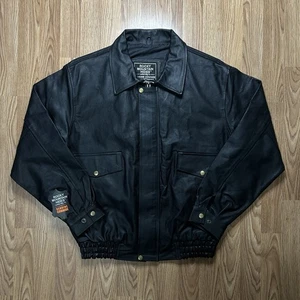 Neu mit Etikett Rocky Mountain Hides echtes Rindsleder Lederjacke Bomber schwarz - Größe L - Bild 1 von 23