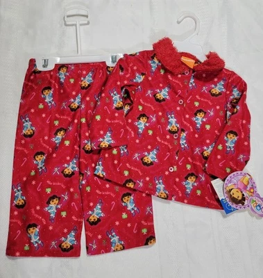 NICKELODEON Dora Explorer Size 12 Month Christmas Pajama Set Sleepwear NWT - Image 1 of 4
