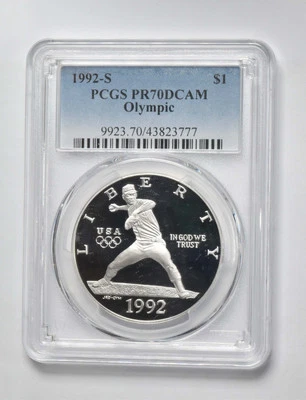 PR70 1992 S Olympic - Baseball Commemorative $1 PCGS Blue Label - Image 1 of 4