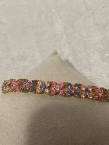 Joan Rivers Crystal Tennis Bracelet Pink/ Purple Exc Cond 7.5” - Picture 1 of 5