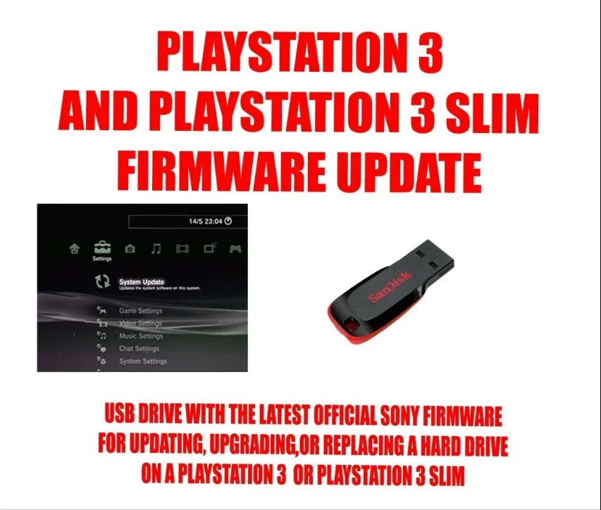PS3 UPDATE USB FLASH DRIVE PLUG IN LATEST Official Sony FIRMWARE FW OFW