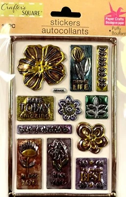 Pegatinas cuadradas de artesano, flores, macetas, sentimientos hinchados, reserva de chatarra, artesanía Foto 1 de 2