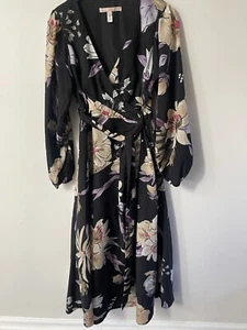 Hutch Anthropologie Maxikleid Blumen Wickeloptik Größe Small Langarm schwarz Boho - Bild 1 von 14