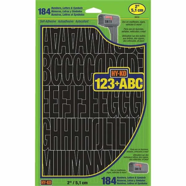 Set Number and Ltr 2in Vnyl BLK Hy-Ko Products Adhesive - Sets 30034 Black Vinyl
