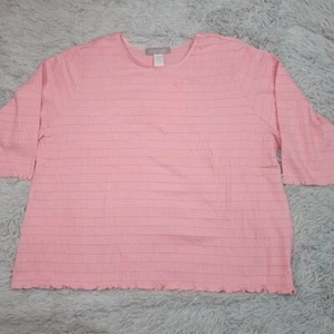 Modern Soul Shirt Womens 3X Pink Textured Blouse Soft Stretch Cottage Core New - Picture 1 of 9