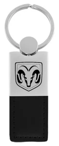 Dodge Ram Head Duo Rectangular Leather Key Chain - Picture 1 of 4