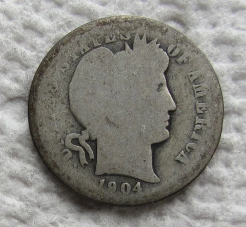 1904-S Barber Silver Dime Rare Key Date San Francisco Good Detail Cleaned Cover