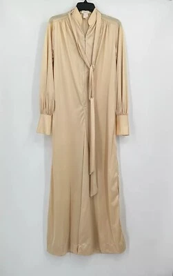 De Colección Le Voy's Mono Satinado Disco M Tostado Manga Larga Pierna Ancha Palazzo Pantalones Corbata Foto 1 de 4