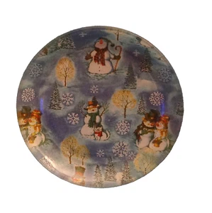 "RARE" Playful Snowmen Decorative Plate SnicklefritzByFaith - Picture 1 of 4