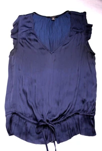 J CREW TUNIKA BLUSE Damen Gr. XS mitternachtsblau kurze Flatterärmel leicht - Bild 1 von 5