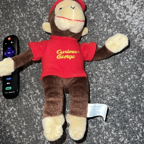 Vintage Toy Network Curious George Monkey Red Shirt Baseball Hat Plush 9" VGC Cover