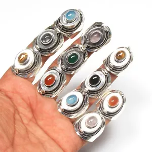 Anillos ajustables de veneno hechos a mano con cristales naturales surtidos joyería - Imagen 1 de 3